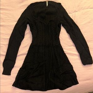 Free People Elegant Black Long Sleeve Dress